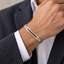 Bracciale Zancan in Acciaio Bicolore con Spinelli neri - Collezione Hi-Teck - EHB199