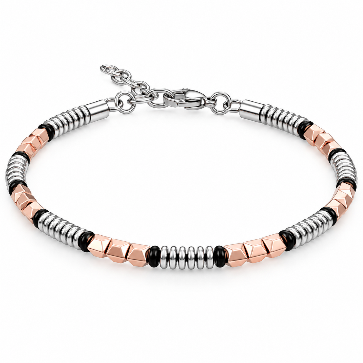 Bracciale da Uomo Zancan in Acciaio con Maglie Geometriche – Hiteck – UHB087