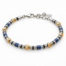 Zancan-Armband, weich, aus Stahl, zweifarbig, mit blauem Hämatit und Onyx – UHB142