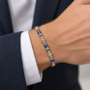 Zancan-Armband, weich, aus Stahl, zweifarbig, mit blauem Hämatit und Onyx – UHB142