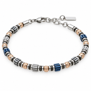 Bracciale Zancan - in Acciaio 316L con Elementi Quadrati Colorati e Sfere Rose Gold - UHB138