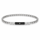 Zancan Herrenarmband aus Stahl, schwarze PVD-Beschichtung, mit Platte und weißem Zirkon in der Mitte – UHB127