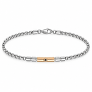 Bracciale da Uomo Zancan in Acciaio sottile, targa color oro rosa e spinello nero centrale - UHB128