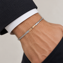 Bracciale da Uomo Zancan in Acciaio sottile, targa color oro rosa e spinello nero centrale - UHB128