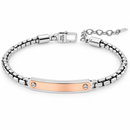 Bracciale da Uomo Zancan in acciaio con targa rifinita in PVD oro rosa - EHB451