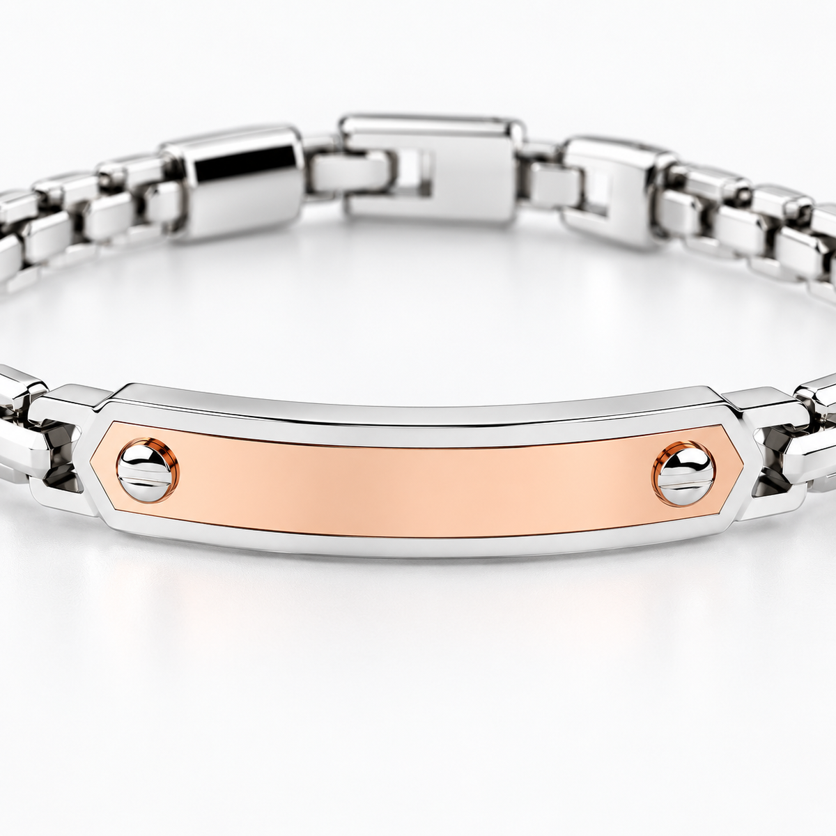 Bracciale da Uomo Zancan in acciaio con targa rifinita in PVD oro rosa - EHB451