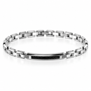 Bracciale Zancan uomo in acciaio con cavetto nero e spinelli — 21 cm regolabile - Ref. UHB208