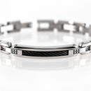 Bracciale Zancan uomo in acciaio con cavetto nero e spinelli — 21 cm regolabile - Ref. UHB208