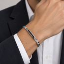 Bracciale Zancan uomo in acciaio con cavetto nero e spinelli — 21 cm regolabile - Ref. UHB208