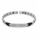 Bracciale Zancan uomo in acciaio con targa e inserti neri — 21 cm regolabile - UHB073