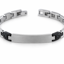 Bracciale Zancan uomo in acciaio con targa e inserti neri — 21 cm regolabile - UHB073