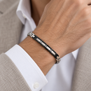 Bracciale Zancan in acciaio, con targa centrale in PVD nero e zirconi incastonati - UHB006