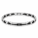 Bracciale Zancan da uomo in acciaio e PVD nero con zircone centrale - EHB212