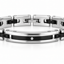 Bracciale Zancan da uomo in acciaio e PVD nero con zircone centrale - EHB212