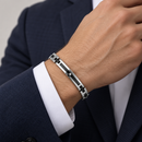 Bracciale Zancan da uomo in acciaio e PVD nero con zircone centrale - EHB212
