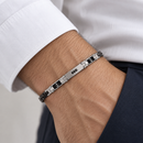 Bracciale Zancan da uomo in acciaio con Ancora e spinelli neri  - UHB108
