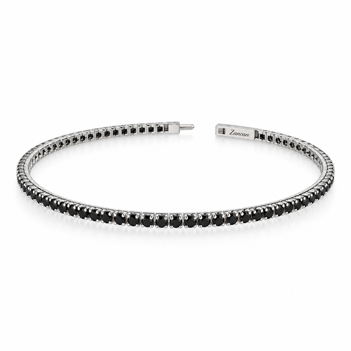 Bracciale Zancan tennis in argento  925 con spinelli neri - ESB079