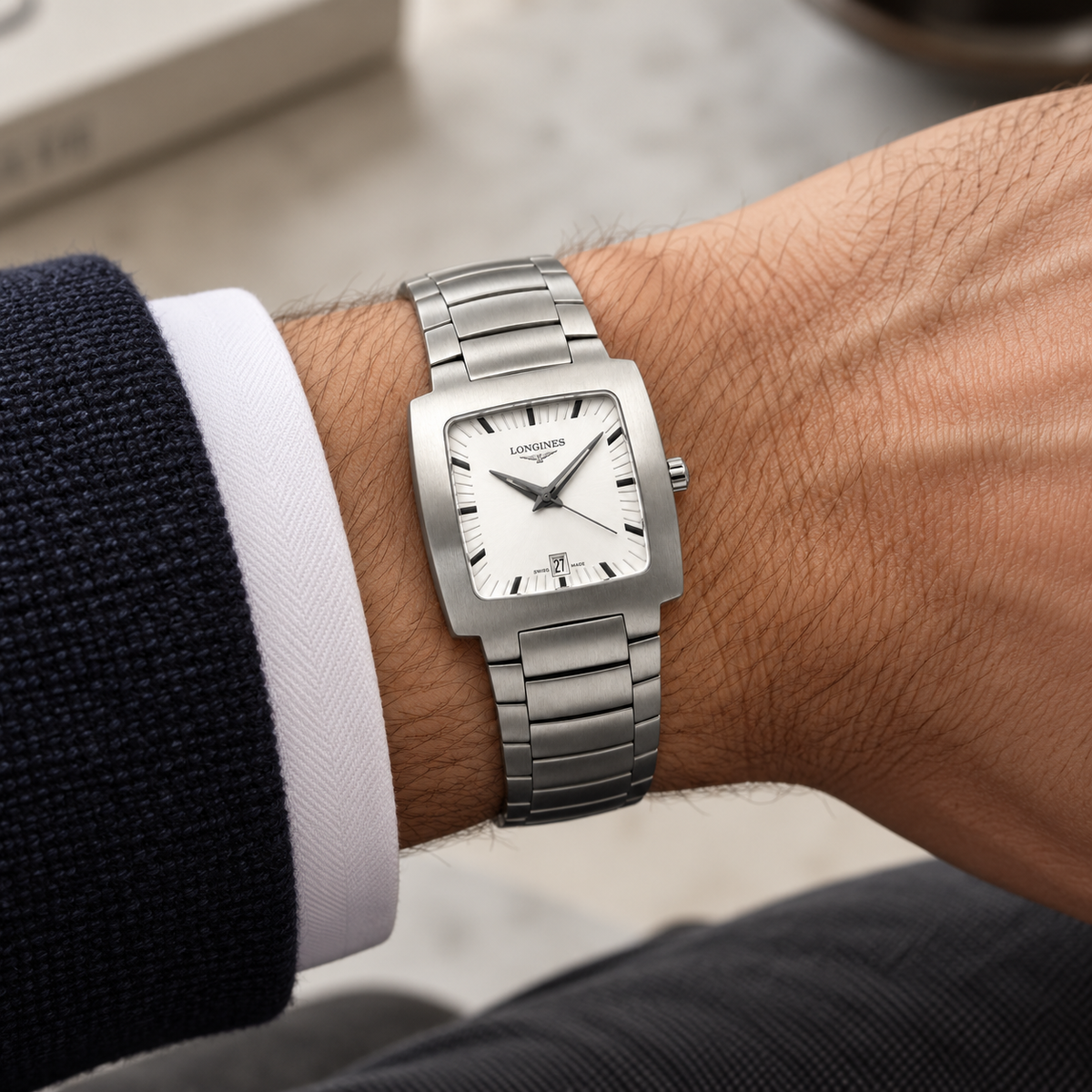 Orologio Longines Oposition Unisex, Quarzo quadrante bianco, cassa quadrata 25x25mm - L35074726