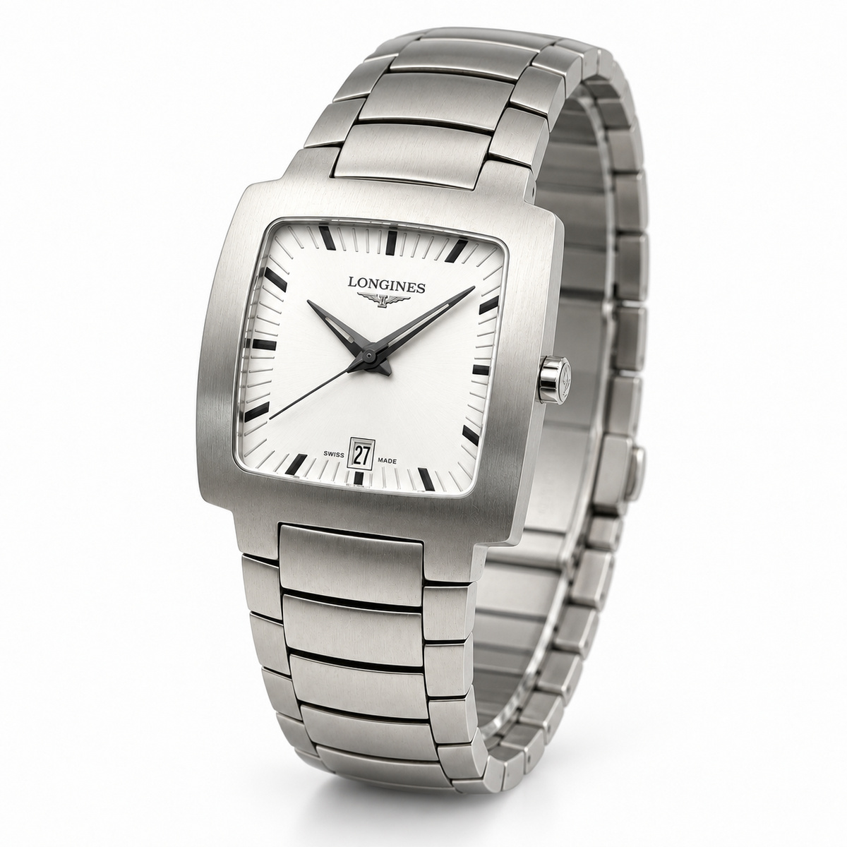 Orologio Longines Oposition Unisex, Quarzo quadrante bianco, cassa quadrata 25x25mm - L35074726