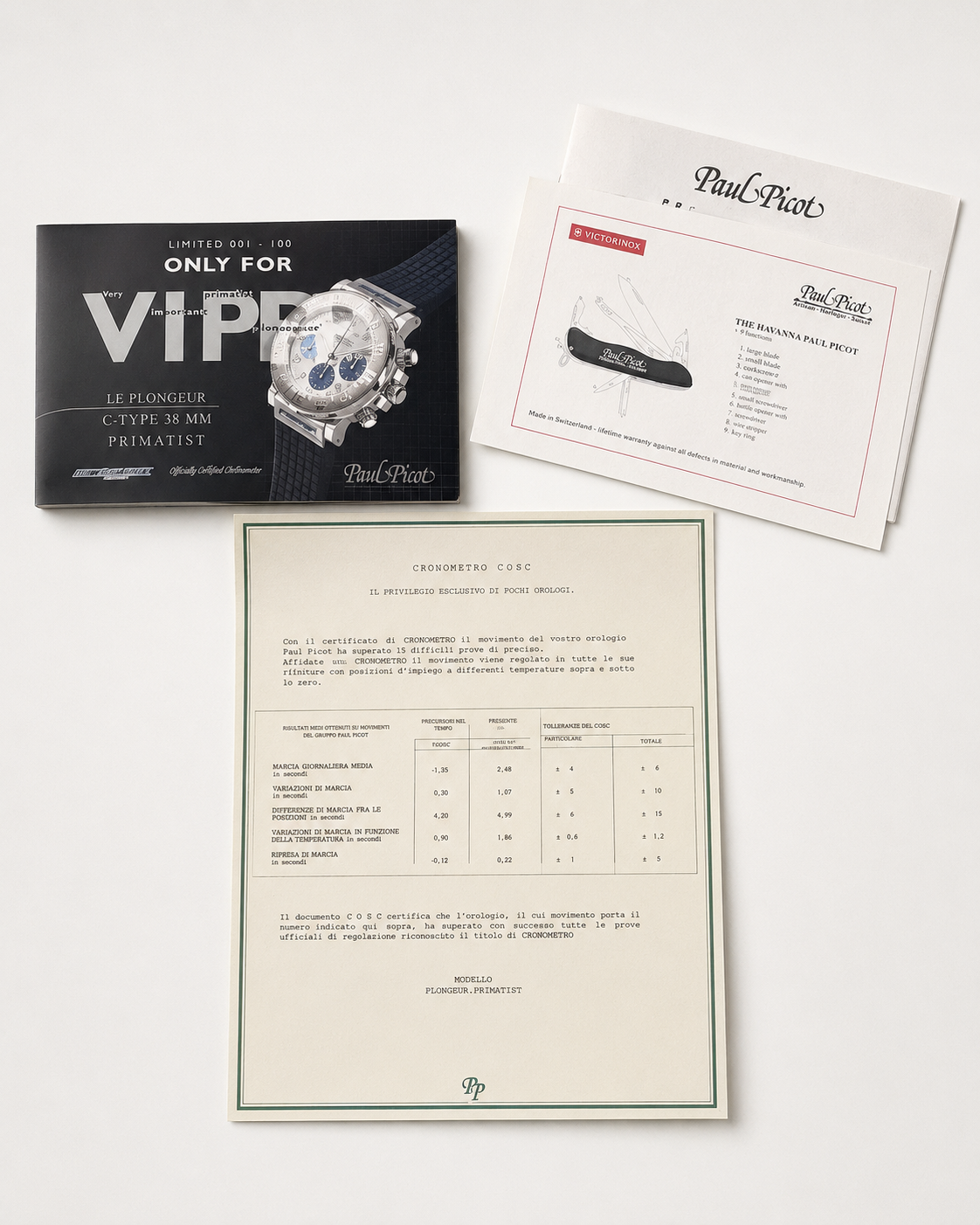Orologio Paul Picot Le Plongeur C-Type Primatist by Pininfarina - Limited Edition n.77/500 — Cronografo automatico COSC, 43mm — NOS - 4116P/1