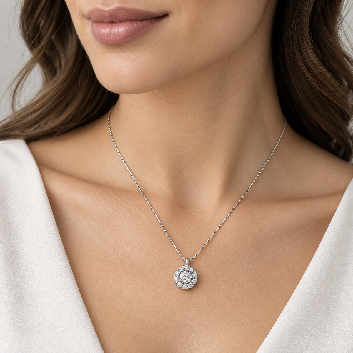 Collana Miluna con pendente fantasia di diamanti in oro bianco 18kt - CLD4377