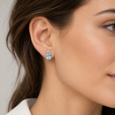 Weißgold-Ohrringe mit ovalem Aquamarin und Diamanten – ERD2845