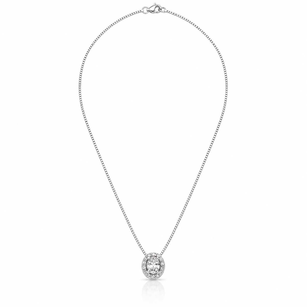 Collana Miluna Punto Luce ovale con contorno di diamanti - CLD5152