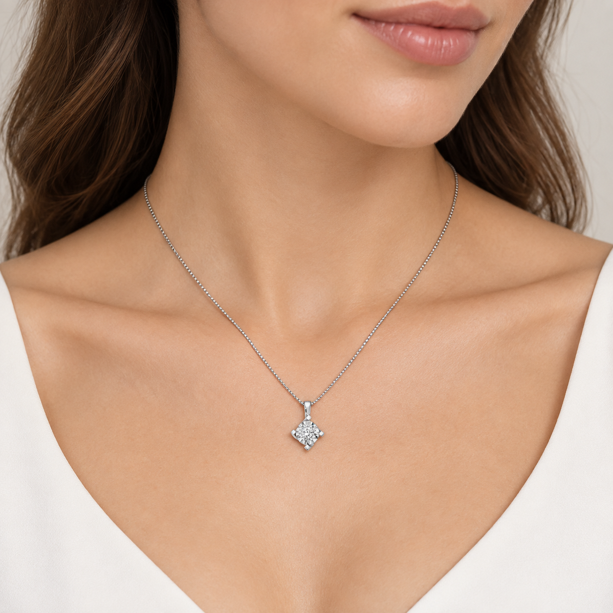 Collana Miluna Riflessi a valentino con diamante in oro bianco 18kt - CLD4075