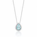 Collana Miluna con acquamarina a goccia e contorno di diamanti in oro bianco 18kt - CLD4723