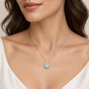Collana Miluna con acquamarina a goccia e contorno di diamanti in oro bianco 18kt - CLD4723