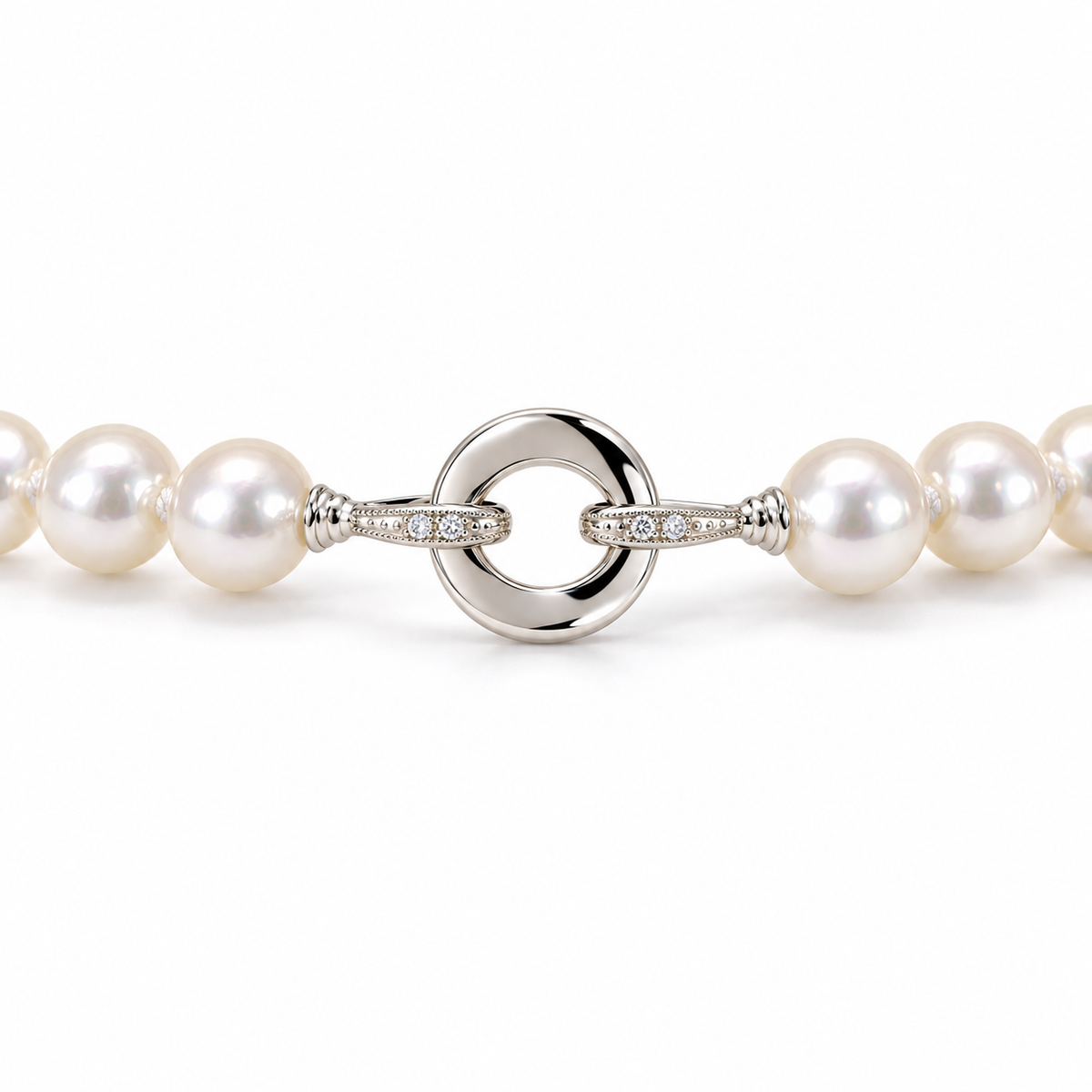 Nimei Collana di perle Akoya Pura Special Selection 8-8,5 mm con chiusura in oro bianco 18 kt e diamanti ct 0,02 - 1NPS885_42NL561