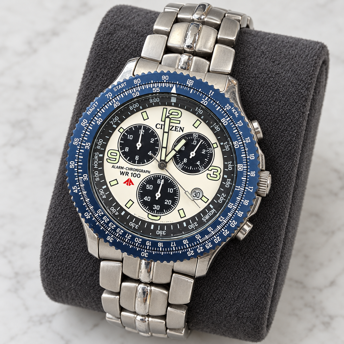 Orologio Citizen Promaster Alarm-Chronograph WR100 — 40 mm — Cronografo e allarme al quarzo, ghiera girevole — NOS con corredo originale - 3510-H04368