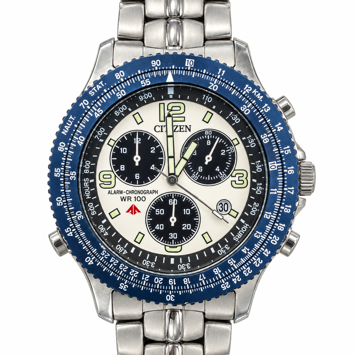 Orologio Citizen Promaster Alarm-Chronograph WR100 — 40 mm — Cronografo e allarme al quarzo, ghiera girevole — NOS con corredo originale - 3510-H04368