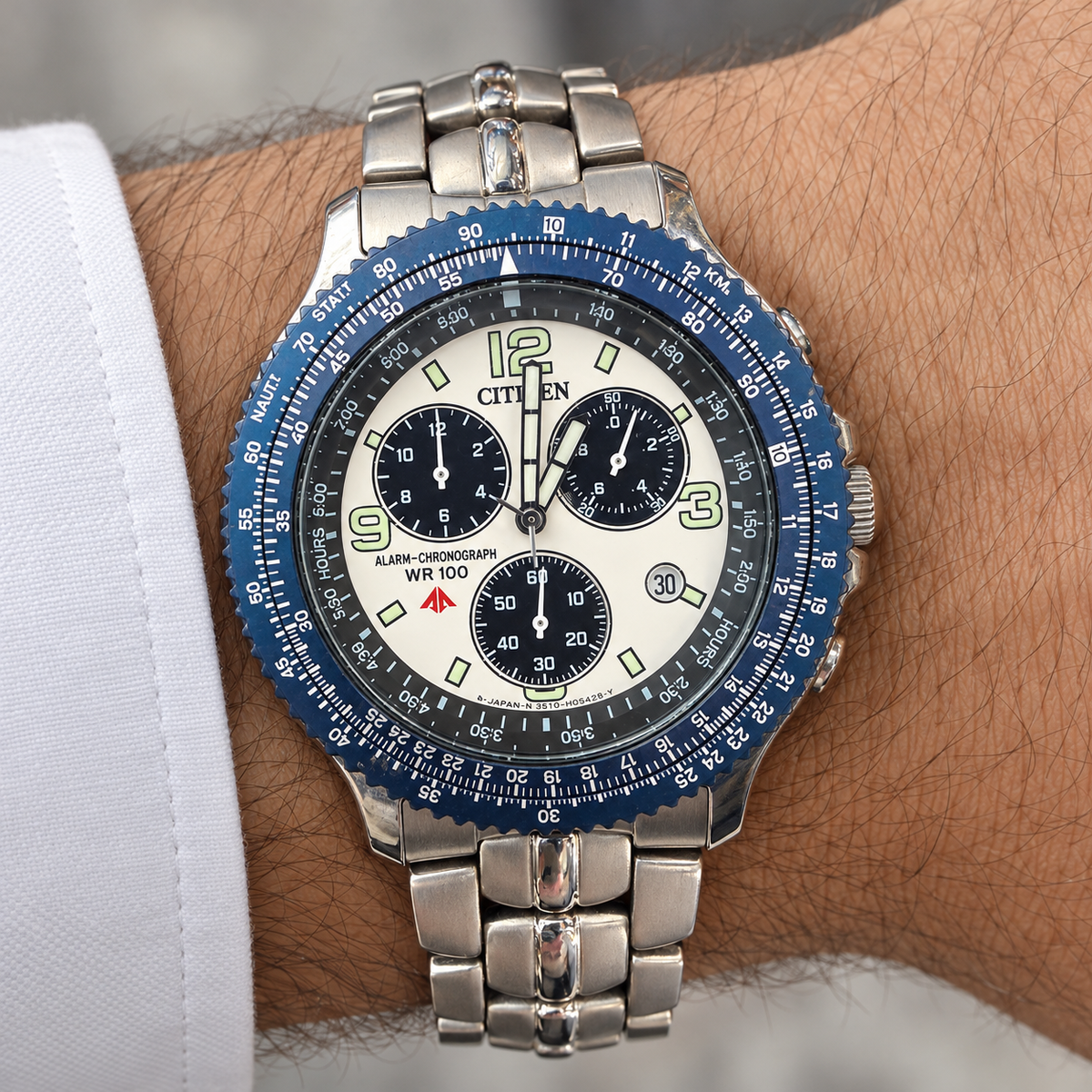 Orologio Citizen Promaster Alarm-Chronograph WR100 — 40 mm — Cronografo e allarme al quarzo, ghiera girevole — NOS con corredo originale - 3510-H04368