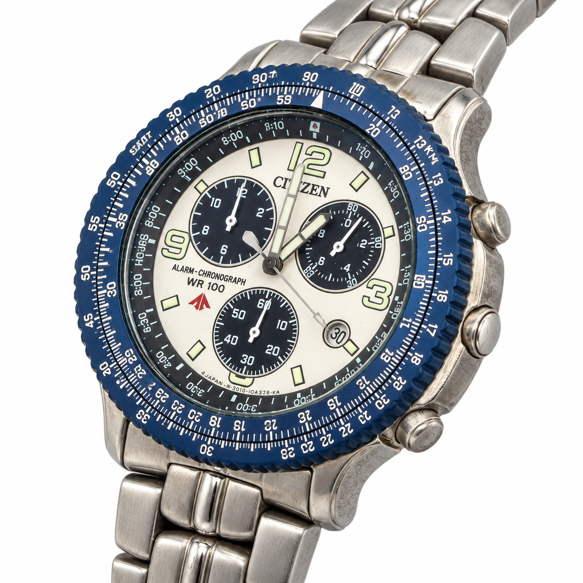Orologio Citizen Promaster Alarm-Chronograph WR100 — 40 mm — Cronografo e allarme al quarzo, ghiera girevole — NOS con corredo originale - 3510-H04368