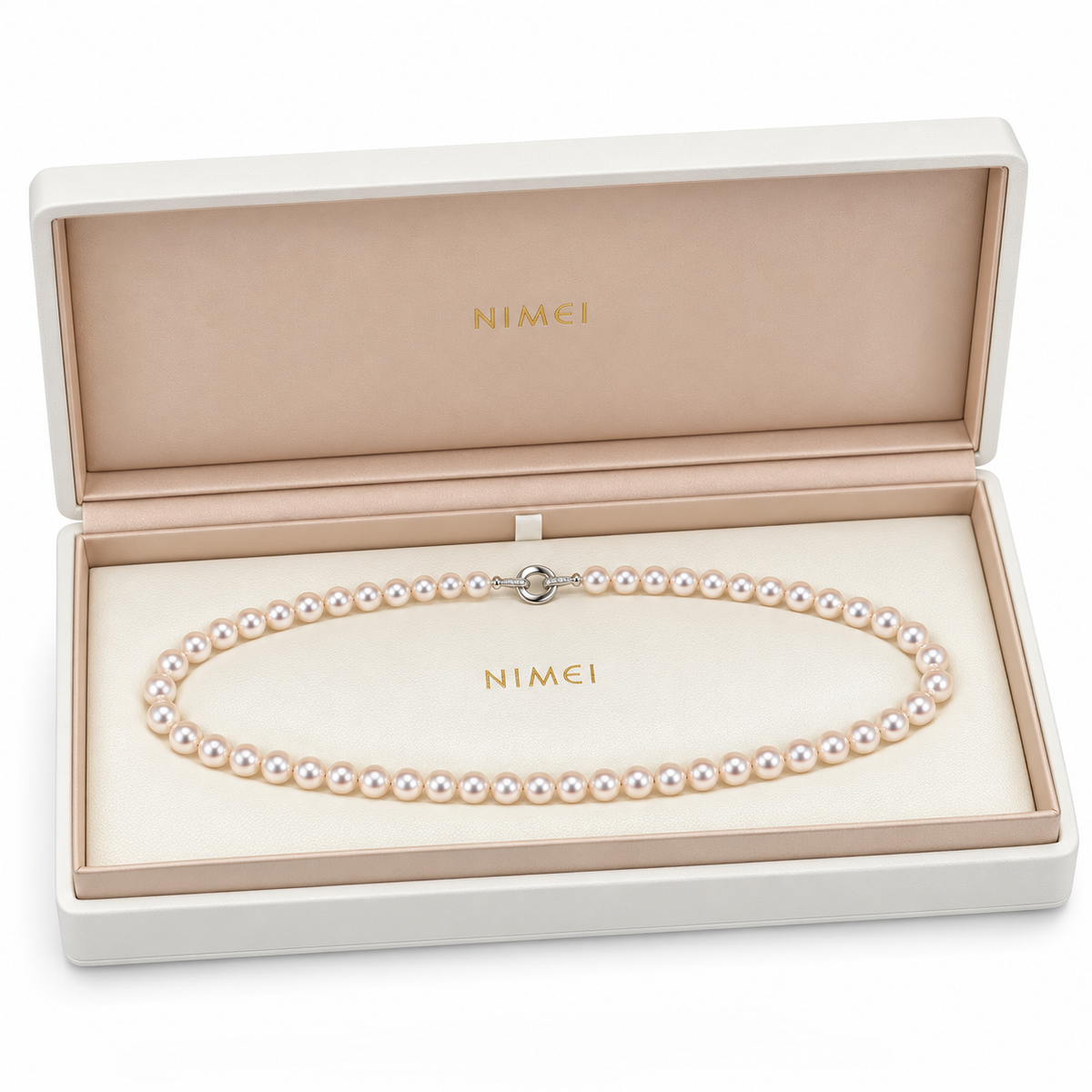 Nimei Collana di perle Akoya Pura Special Selection 8-8,5 mm con chiusura in oro bianco 18 kt e diamanti ct 0,02 - 1NPS885_42NL561