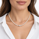 Collana Miluna di perle Oriente con distanziali in oro bianco 18KT e diamanti - PCL5914V