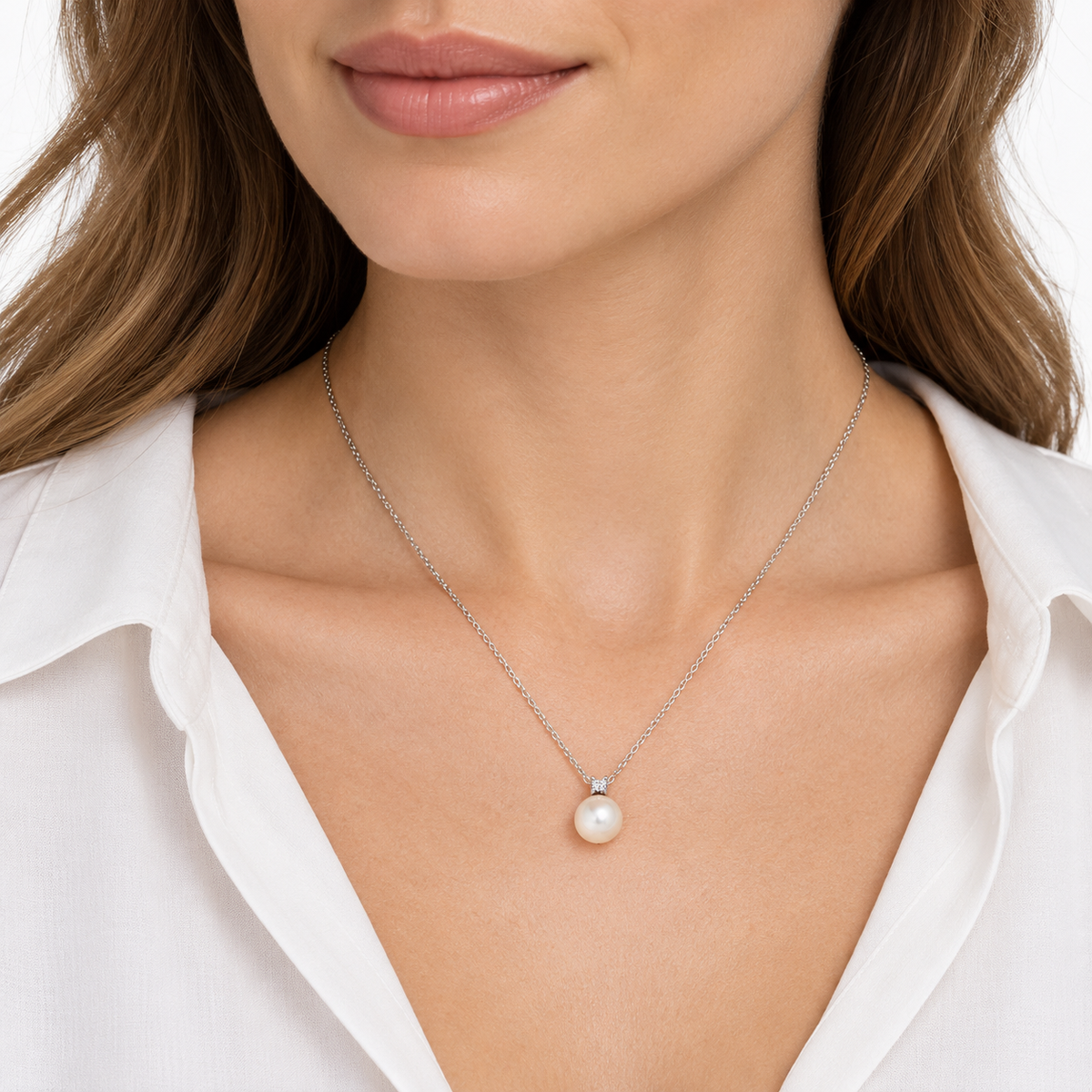 Collier Miluna avec perle Orient et diamant en or blanc 18kt - PCL3932