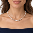 Collana Miluna di perle Oriente a scalare con sfere in oro bianco 18kt diamantate - PCL6972