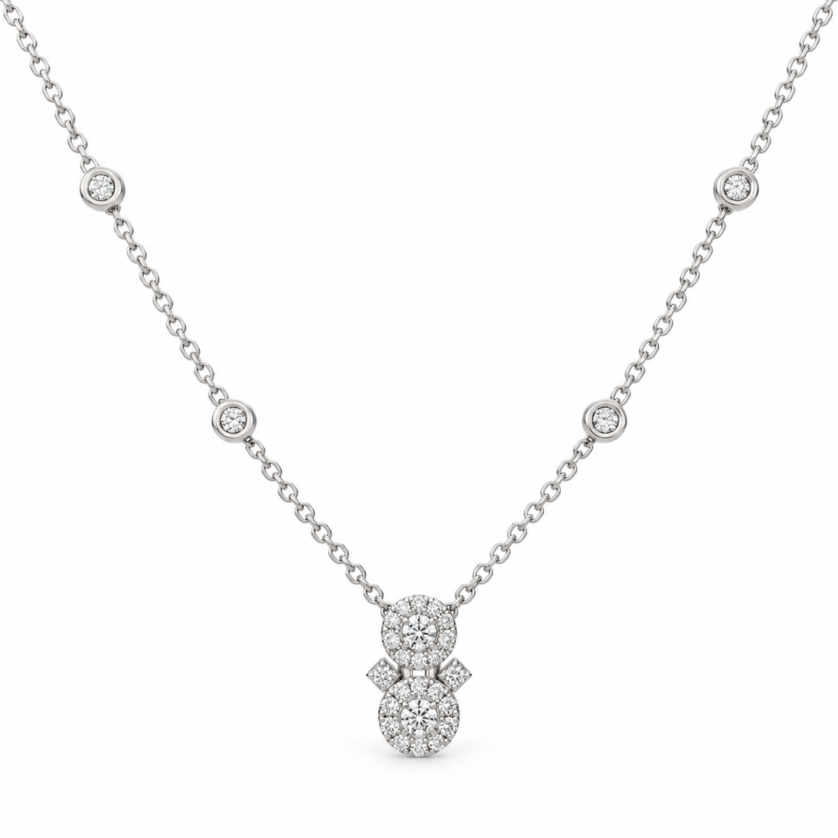Recarlo Collana Bilogy in oro bianco 18 kt con diamanti naturali ct 0,33 - P01FA044/035-45