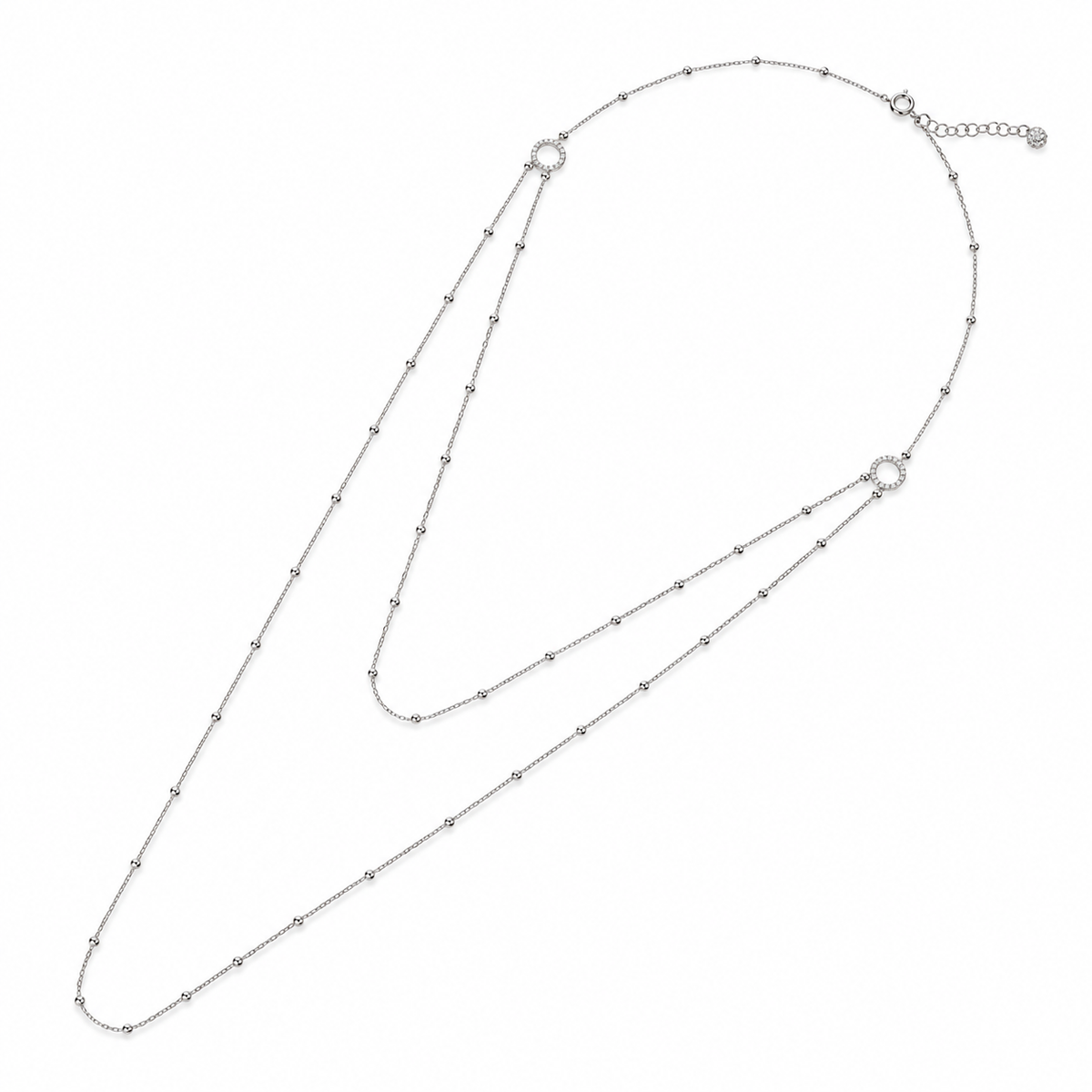 Collana Chantecler 2 fili oro bianco 18kt e diamanti - 37873