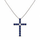 Recarlo Girocollo in oro bianco 18 kt con croce di zaffiri blu ct 0,63 e diamante naturale ct 0,03 - P93CR006/ZX-45