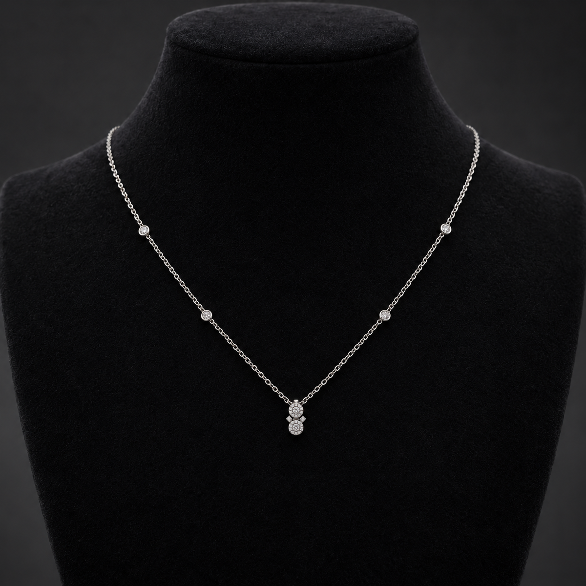 Recarlo Collana Bilogy in oro bianco 18 kt con diamanti naturali ct 0,33 - P01FA044/035-45