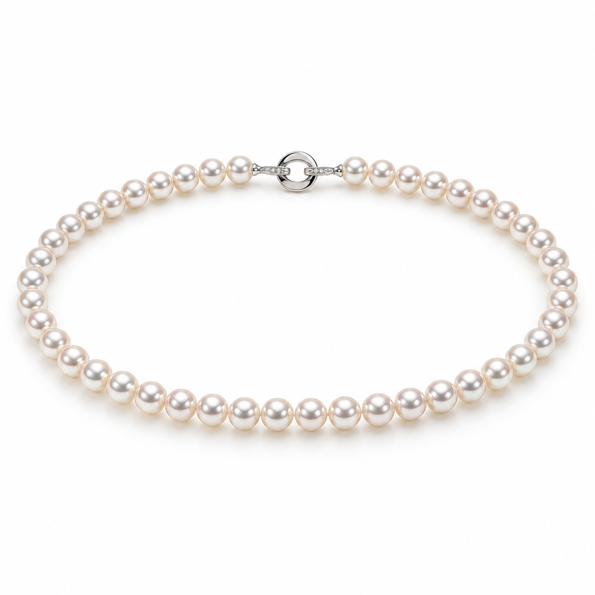 Nimei Collana di perle Akoya Pura Special Selection 8-8,5 mm con chiusura in oro bianco 18 kt e diamanti ct 0,02 - 1NPS885_42NL561
