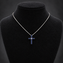 Recarlo Girocollo in oro bianco 18 kt con croce di zaffiri blu ct 0,63 e diamante naturale ct 0,03 - P93CR006/ZX-45
