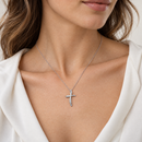 Collana Miluna in oro bianco 18kt con croce e diamante - CLD4300