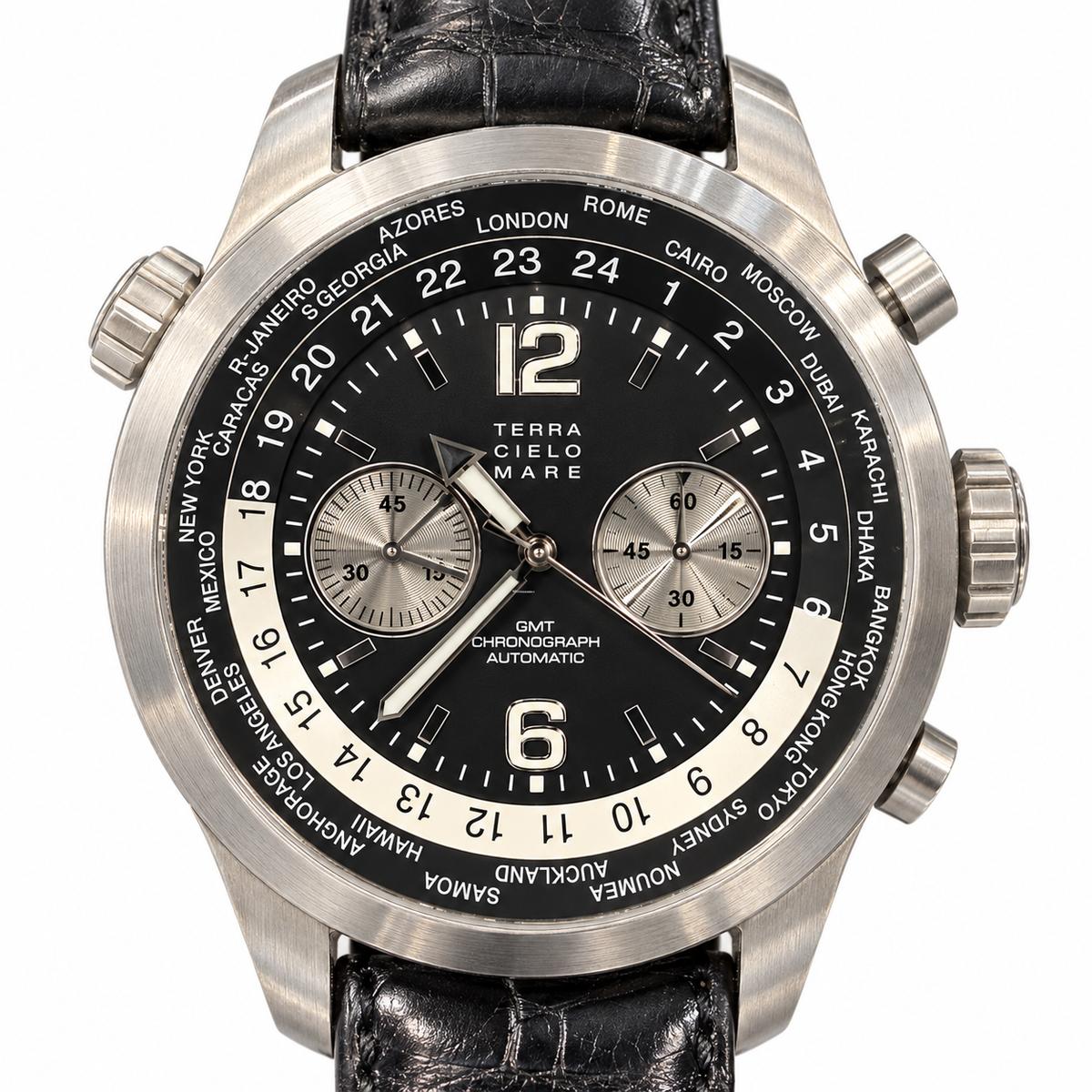 Orologio Terra Cielo Mare Chrono GMT Ore del mondo — 44 mm — automatico — NOS con scatola originale - TC6061AC3PA
