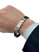 Bracciale Barakà in caucciu', acciaio, oro rosa 18kt e diamanti neri - BR263061