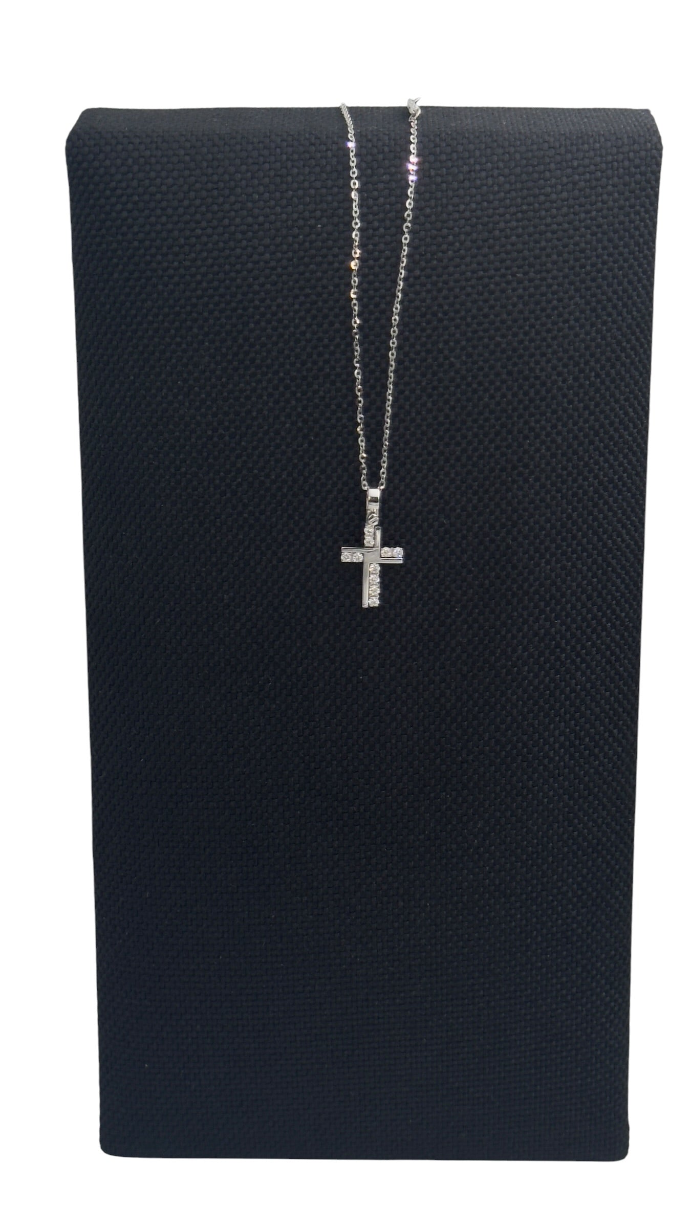 Collana Zancan con croce da uomo in oro bianco 18kt e diamanti, 0.23ct - EC911B
