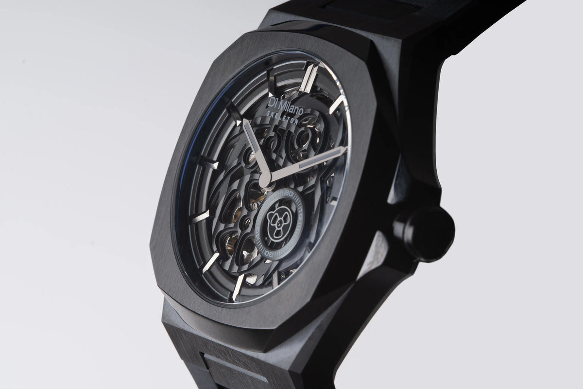 Orologio D1 MILANO, Jet Black, Automatico, Skeleton Rubber, 41.5mm - D1-SKRJ17